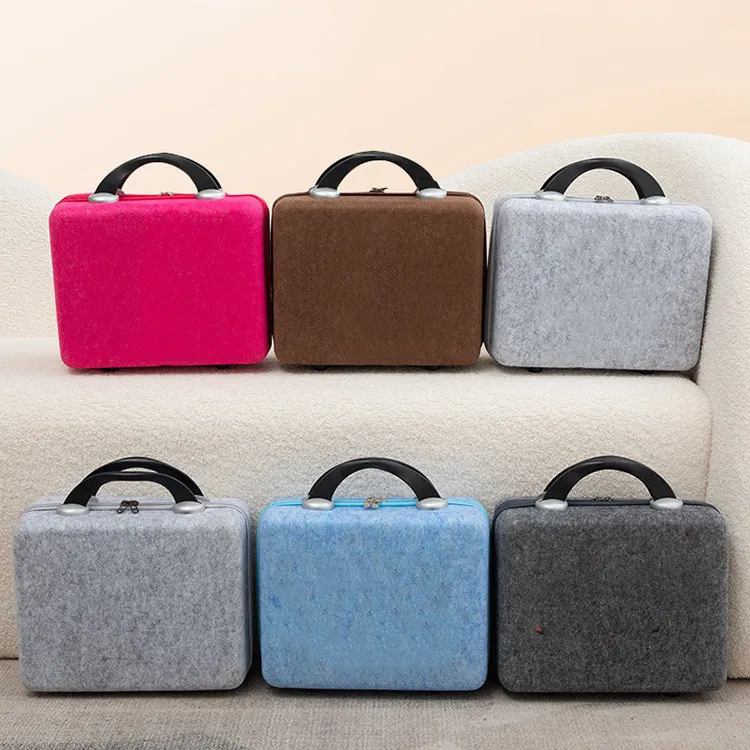 Unisex Mini Travel Suitcase Felt Portable Storage Container with lining bag for Children