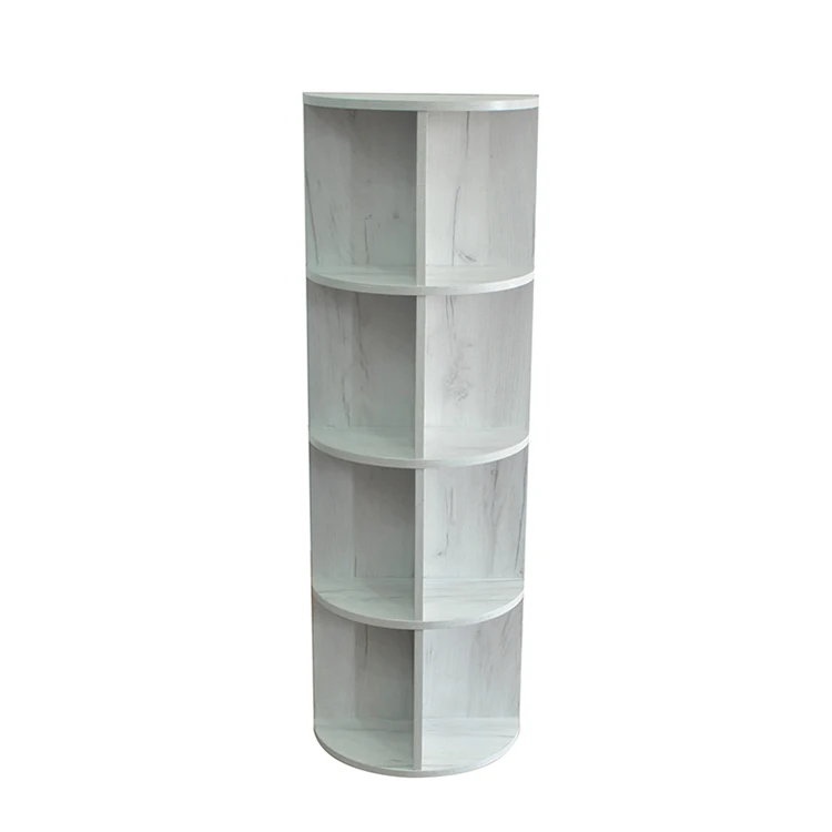 
Modern 5 shelf white round wood furniture book case cabinet 