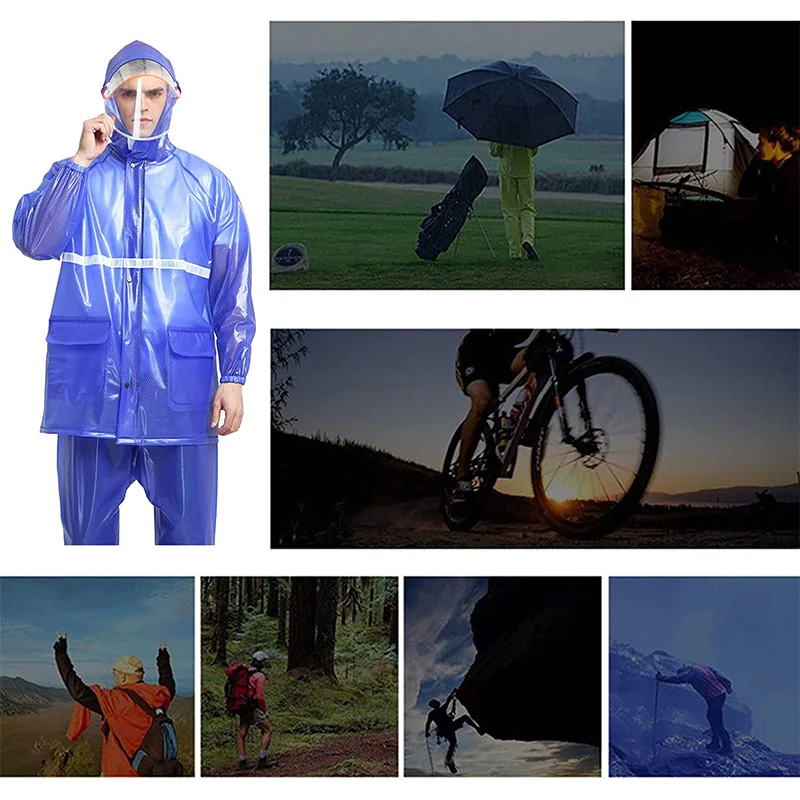 Wholesale Customize PVC raincoat rain jacket pants suit for adult women men body seals reflective Rain Suit waterproof