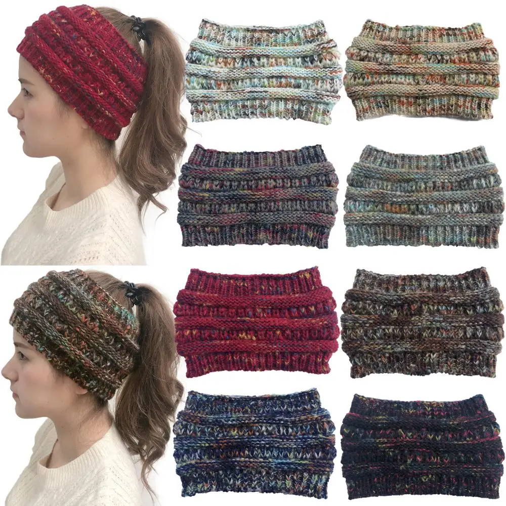 Colorful Knitted Crochet Twist Women Headband Winter Ear Warmer Elastic Hair Band for Women Wide Hair Accessories