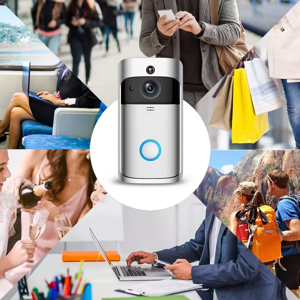 New Trend V5 Home Video Smart Wifi Video Doorbell Wireless Doorbell with Camera Intercom Wireless Ring Doorbell