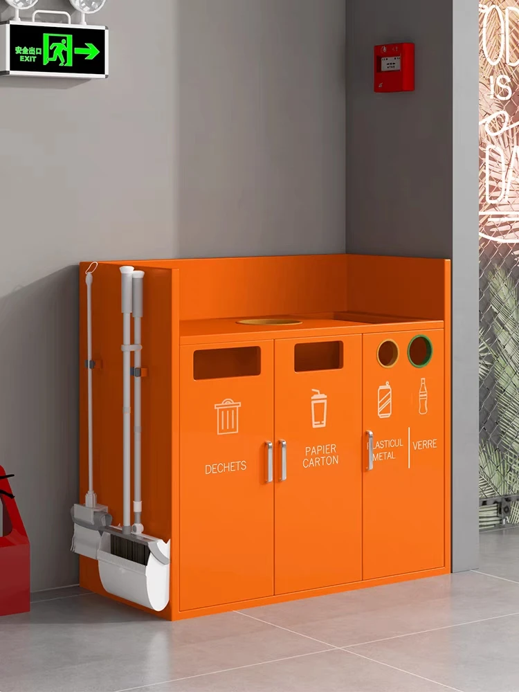 Standing Recycling Rectangular Stainless Steel Trash Can with Lid