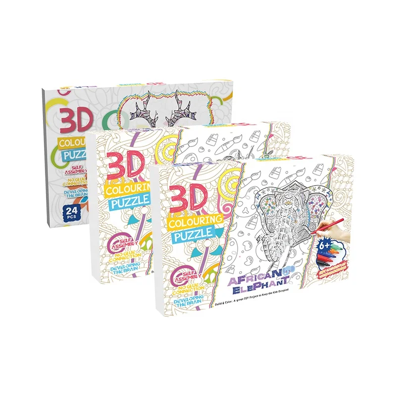 Building puzzle with 10 markers Art Coloring painting toy Stem toy for age 6+ Elephant shape