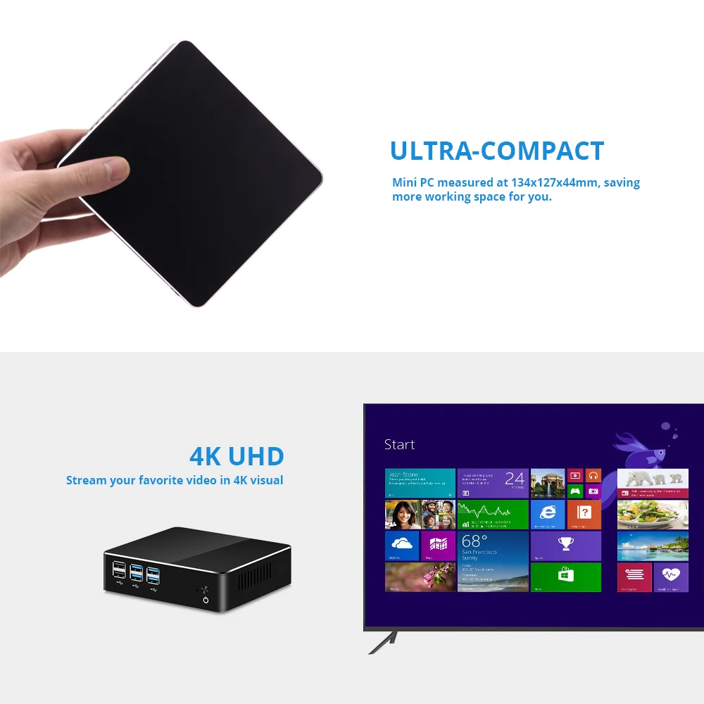 HLY Ul-tra Compact In-tel Core Mini PC i3 7100U 8 Гб DDR4 120 ГБ M.2 SSD Window 10 WiFi домашний офисный настольный