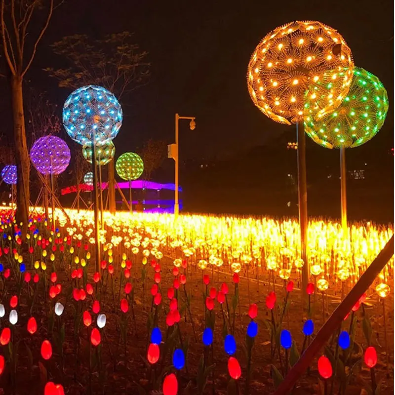 Outdoor Landscape Optical Fiber Large Dandelion Light Led Dandelion Lights For Fiber Optic Flower Lights