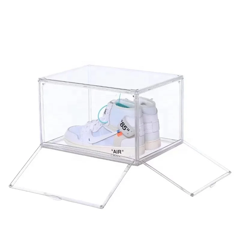 Acrylic Transparent Shoe Box High Top Magnetic Suction Basketball Shoe Storage Moisture Dust Proof Made from PP for Home Use