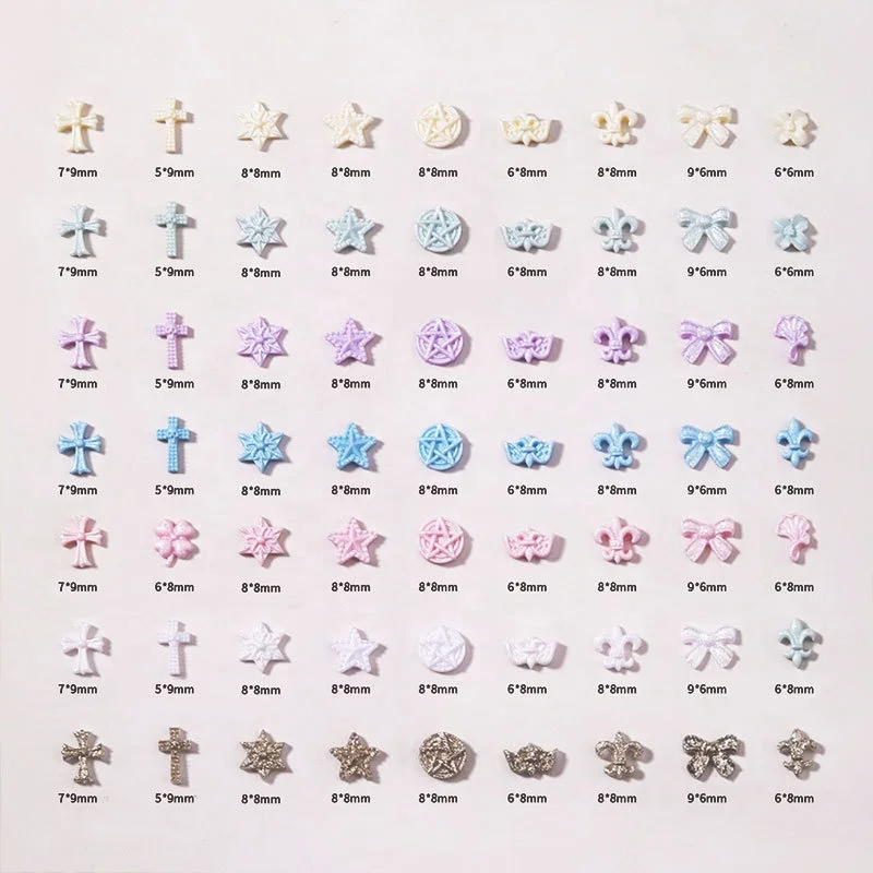 100pc Pink White Bow Resin Nail Art Decoration 3D Cream Bowknot Nail Charm Ornament Jewelry DIY Manicure Cross Chrome Hearts