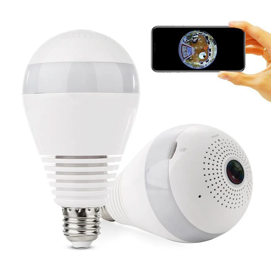 Dropshipping V380 Wifi Bulb Camera Light Panoramic 1080P HD Lamp Holder Home Security Wireless Spotlight IP Camera