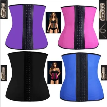 women 9 steel boned latex underbust body slimming corset workout sport waist trainer