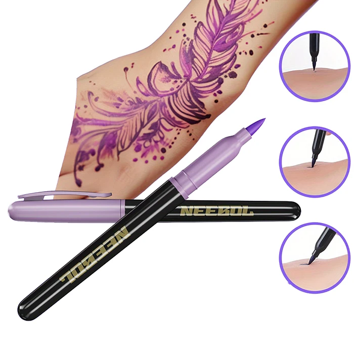 Non Toxic Temporary Tattoo Pens with Stencil on Skin and Body Markers