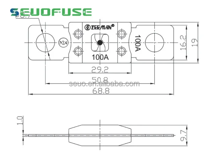 Fork bolt fuse automotive fuse circular hole flat plate electric vehicle main fuse heavy current