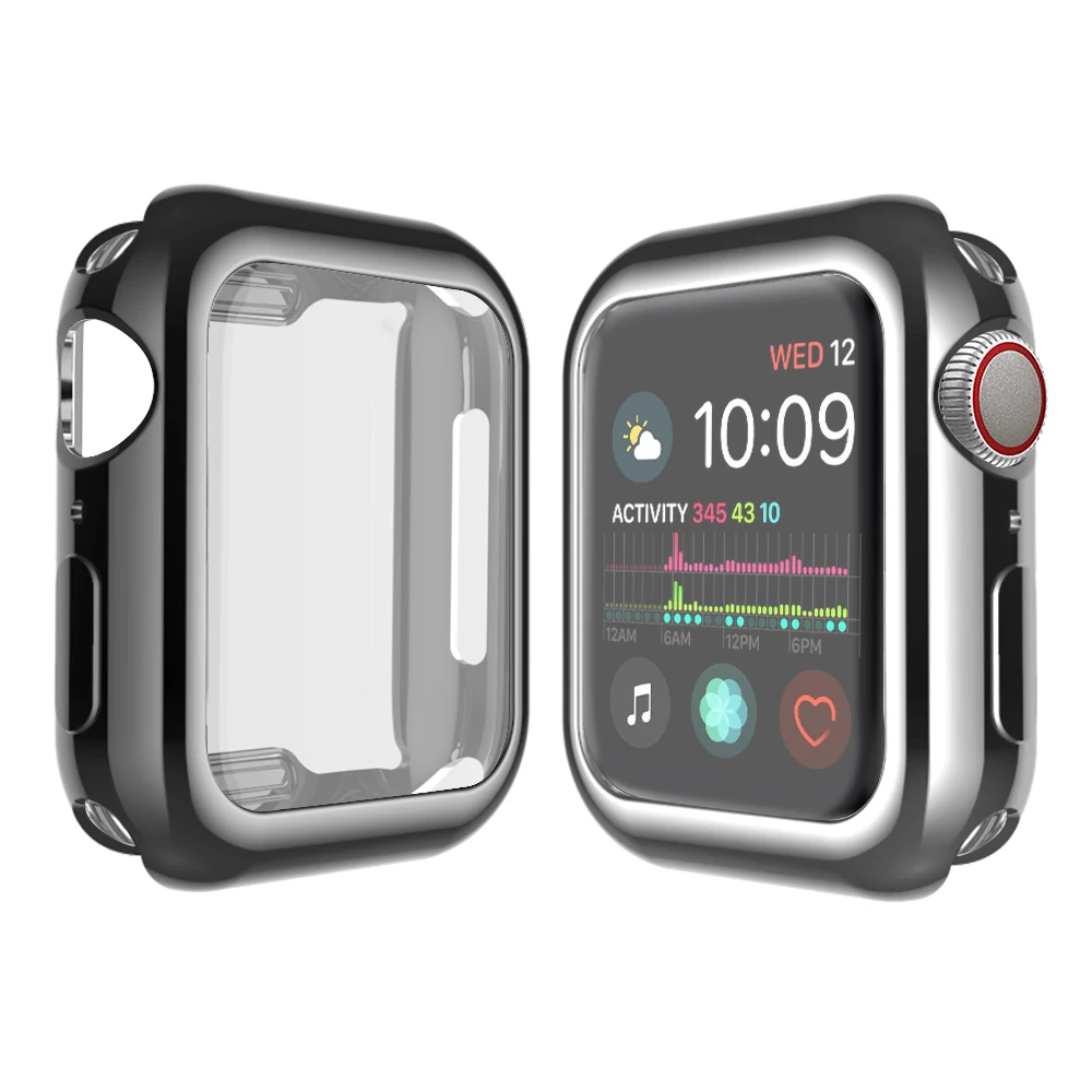 
 Full TPU Cover Watch Case for Apple Smart Watch Case Protective Cover 38mm 42mm 40mm 44mm Plating Screen Protector Case  