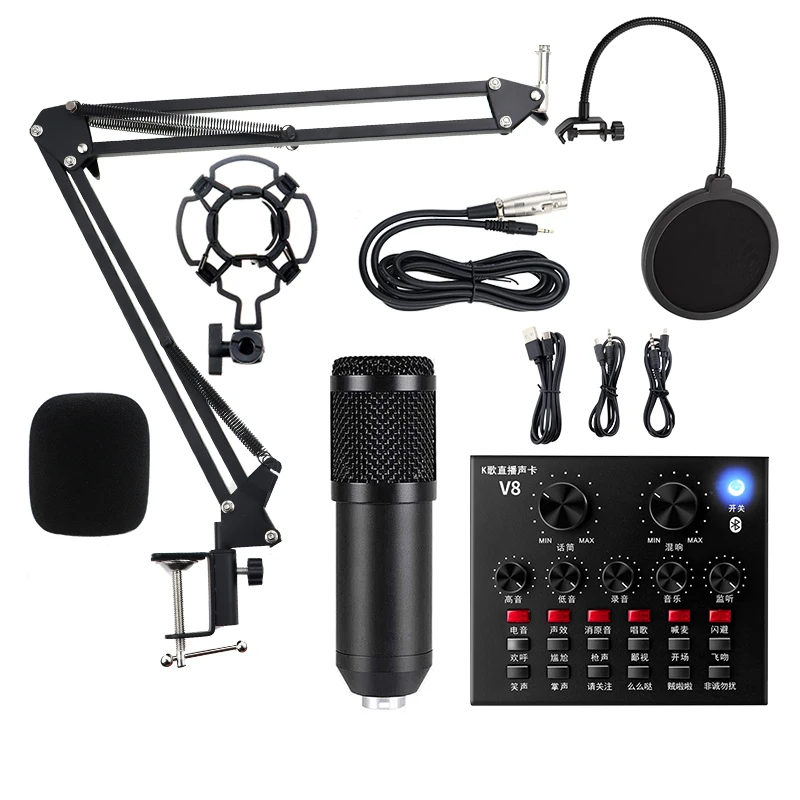 Hot Sale BM800&V8 Microphone&Sound Card Set Home Studio Equipment