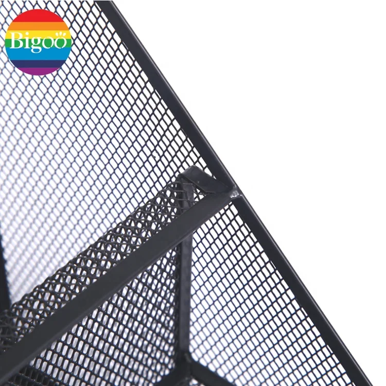 Multifunctional black metal mesh desk organizer file storage stationery set for office and home supplies