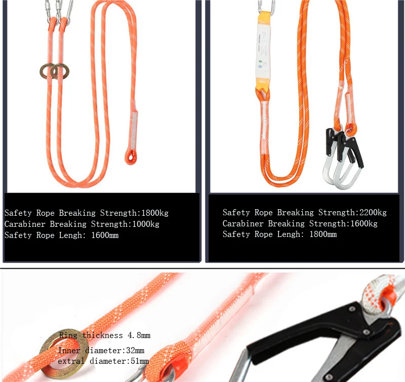 
CE UIAA New Stytle Rescue Safety Rock Mountain Climbing Rope Full Body Safety Harness Kit 