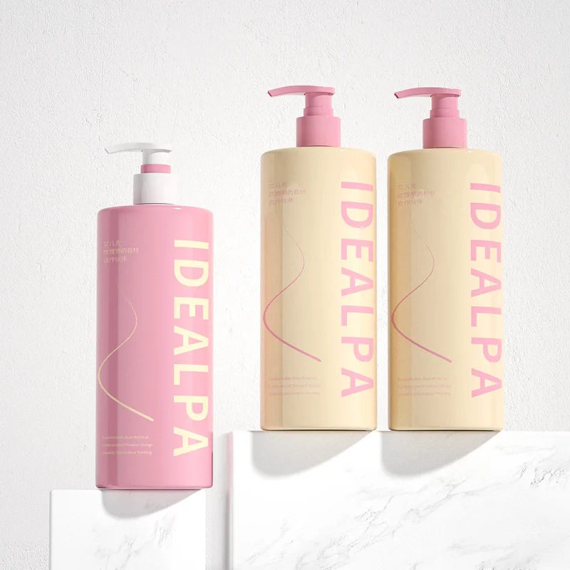 Wholesale Factory Price 1000ml Round Flat Shoulder Refillable Body Wash PET Plastic Pump Bottle