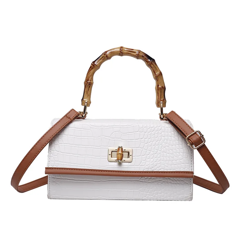 Custom women purse bamboo ziplock bag ladies purse small handbag bamboo handle bag