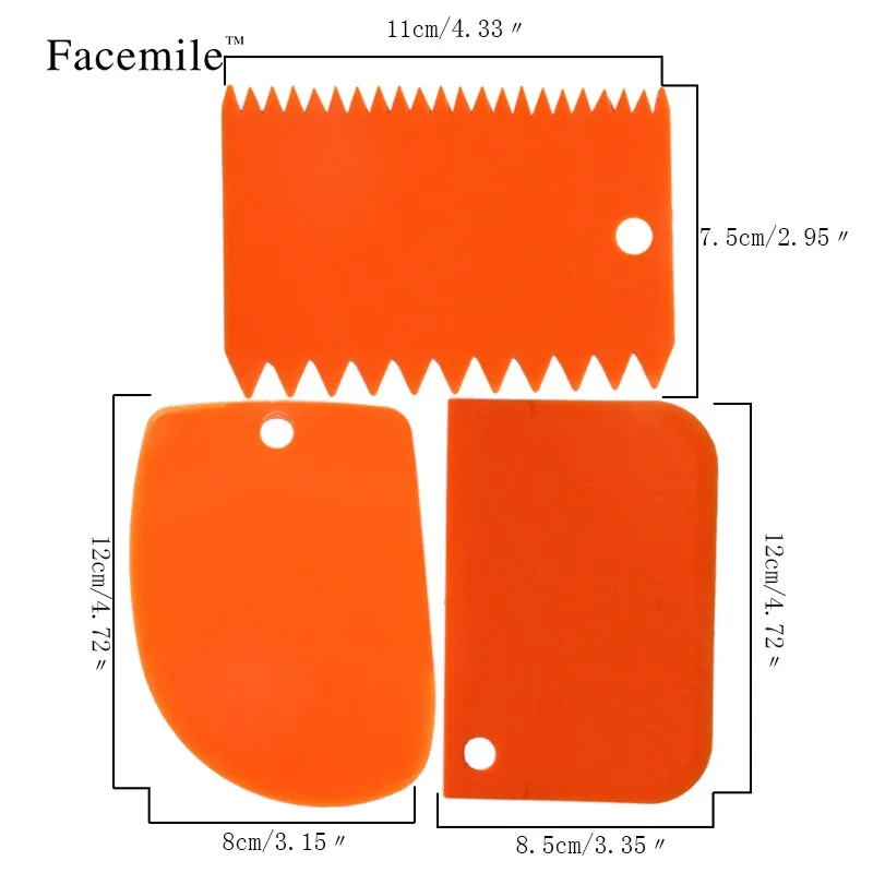 3pcs/set Kitchen Tool Classic Fondant Cake Decorating Tool Multifunction Blade Plastic Cake Smoother Cake Scraper Spatula Set