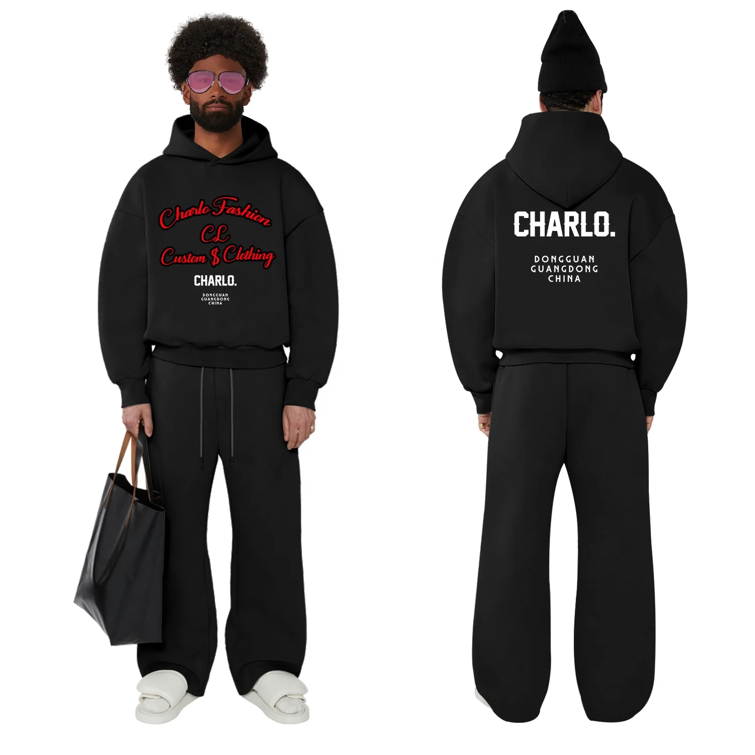 Hot Selling Custom Heavyweight Cotton Oversized Tech Fleece Sweatsuit Tracksuit Flared Sweatpants and Hoodie Sets Men