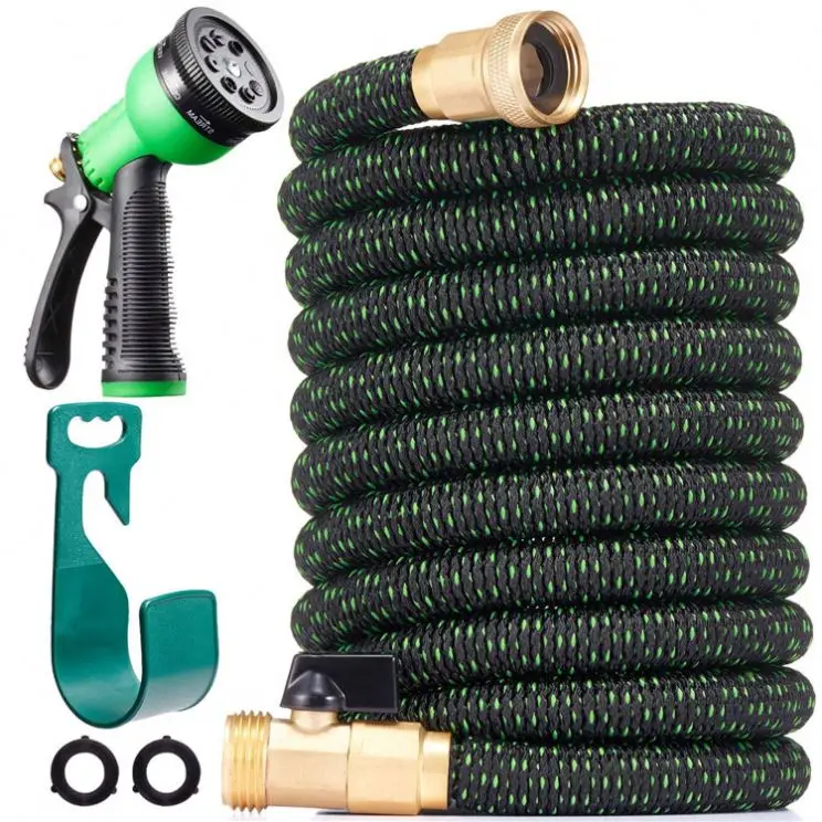 Expandable Garden Hose Pipe 100Ft 30M Strong Double Latex Inner Tube Prevent Leaking Magic Hosepipe With 8 Function Spray Gun -