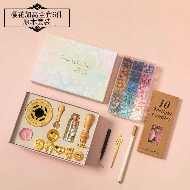 Wax Seal Stamps Box Kit Wedding Invitation Decorative Sealing wax Sellos Dipping Pot Set