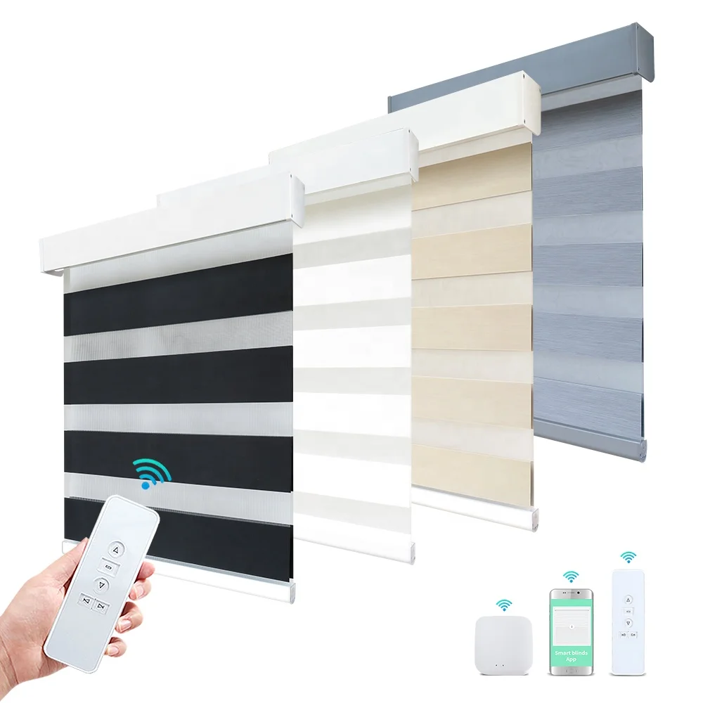 High Quality Double Layer Blackout UV Proof Filter Light Day And Night shades Motorized Zebra Blinds For Window