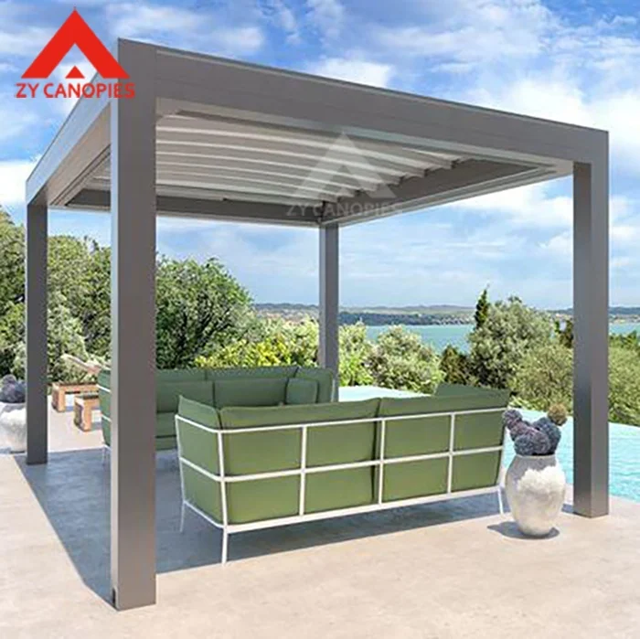 3x3 3x4 m Outdoor Motorized Louver Roof With LED Lights Arches Aluminum Pergolas