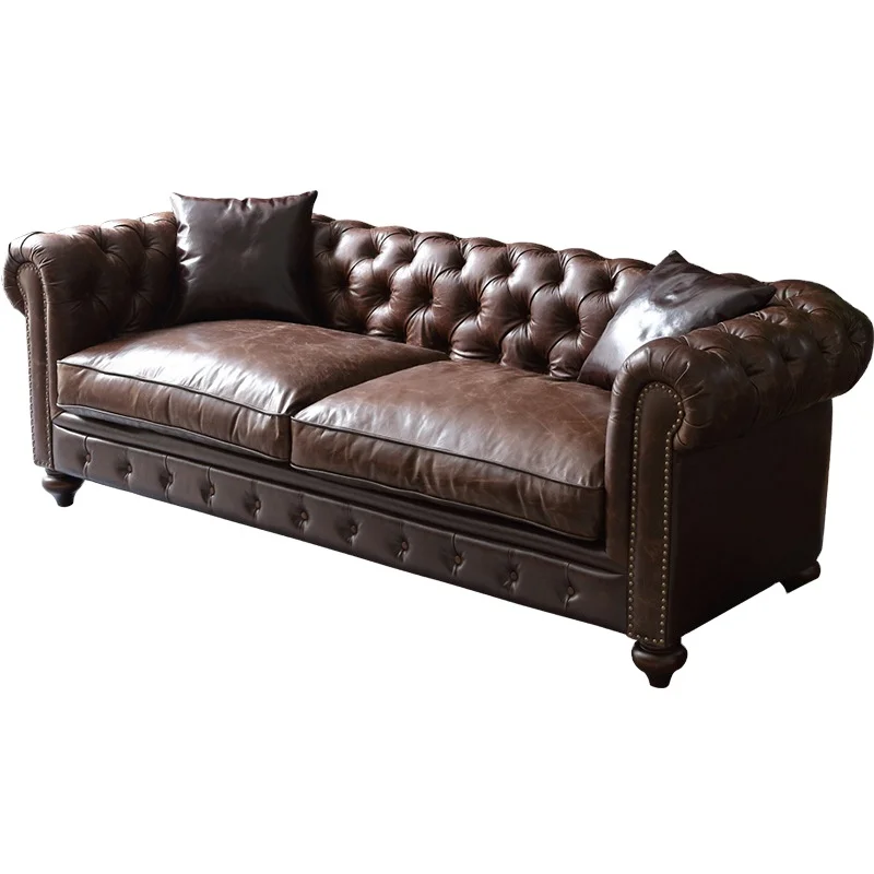 Мебель для гостиной в американском стиле, кожаный диван chesterfield, бархатный комплект для виллы, квартиры
