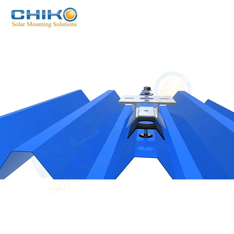 Quick fixed solar panel structure with clamps on trapezoidal Steel sheet rooftop