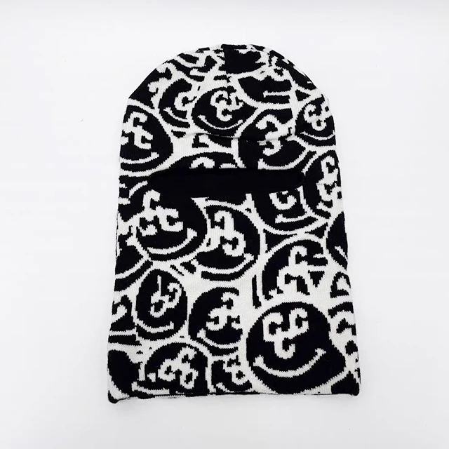 Wholesale jacquard Ski Mask acrylic beanie winter hat High quality knitted Manufacturer Custom Full Face Skimask balaclava