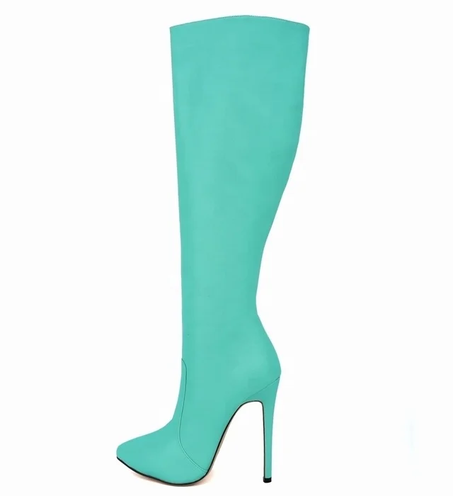 XLL street wear 2022 PU chelsea boots women solid color long boots shoes with stiletto heel boots for ladies