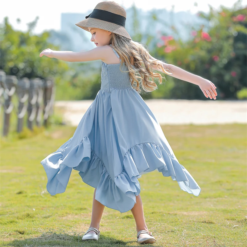 Wholesale Dance Fancy Ball Gown Girls Floral Casual Birthday Wedding Princess Ruffles Flower Girl Dress Cute Fashion Luxury