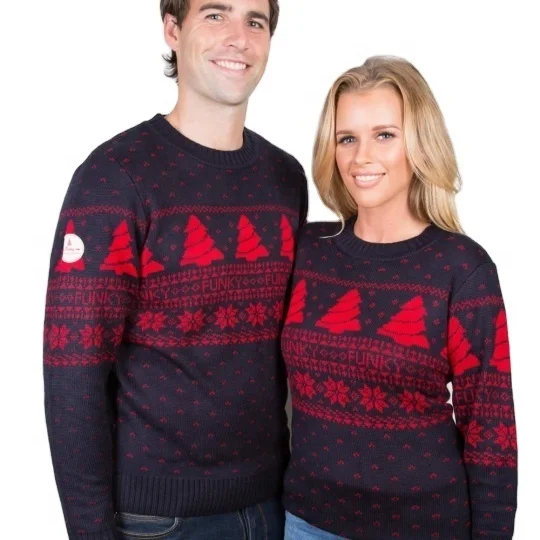 High Quality Xmas Knitwear Organic Cotton Fair Isle Sweater Wholesale Family Knitted Custom Christmas Graphic Unisex