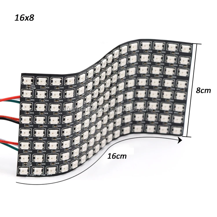 
drop ship rgb ws2812b 8*16 128leds programmable led dot matrix ws2812b digital display 