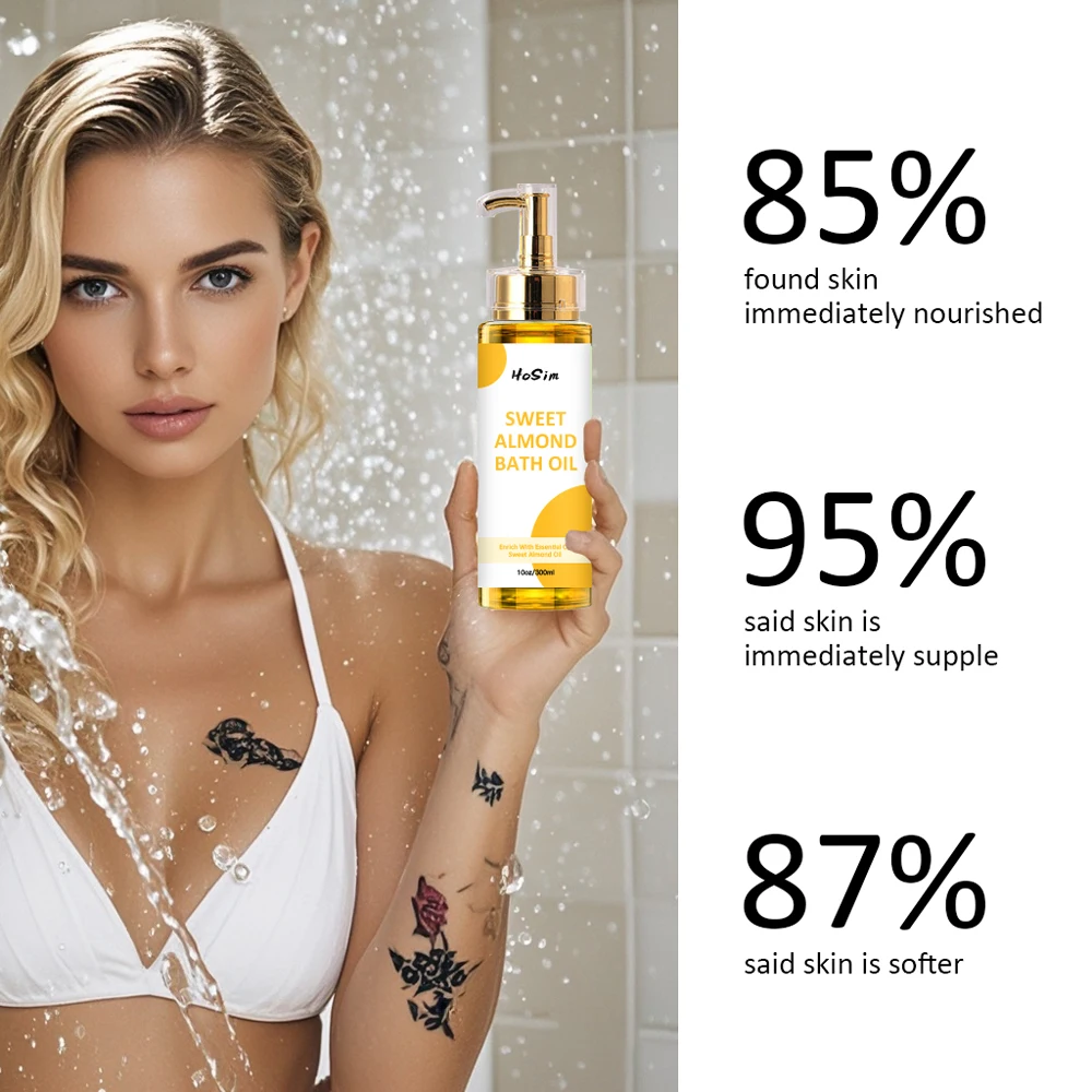 Free Sample Customized Shower Gel Moisture Natural Sweet Almond Bath Oil Organic Bath Essential Oil Body Wash