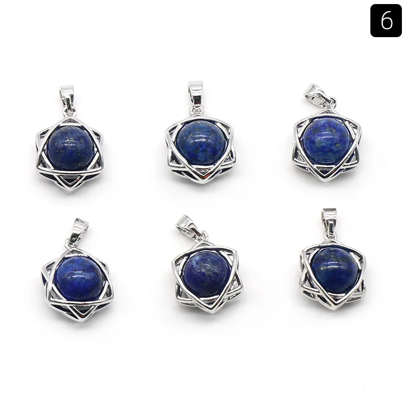 Fine Fashion Jewelry Gemstone Quartz Hexagram  Star of David necklace men opal stone charms Pendants  Wholesale