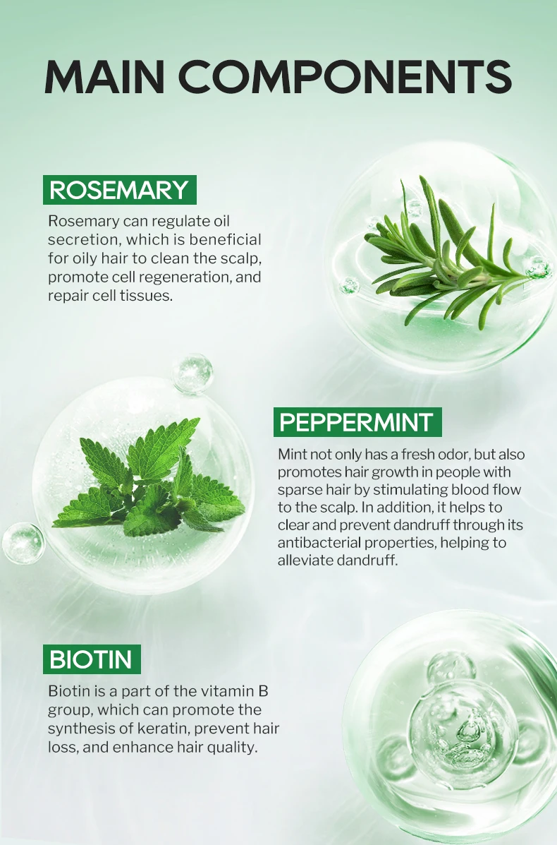 Nuspa Wholesale Paraben Free Natural Rosemary Mint Hair Care Remove Oil Anti Scalp Itchy Hair Shampoo