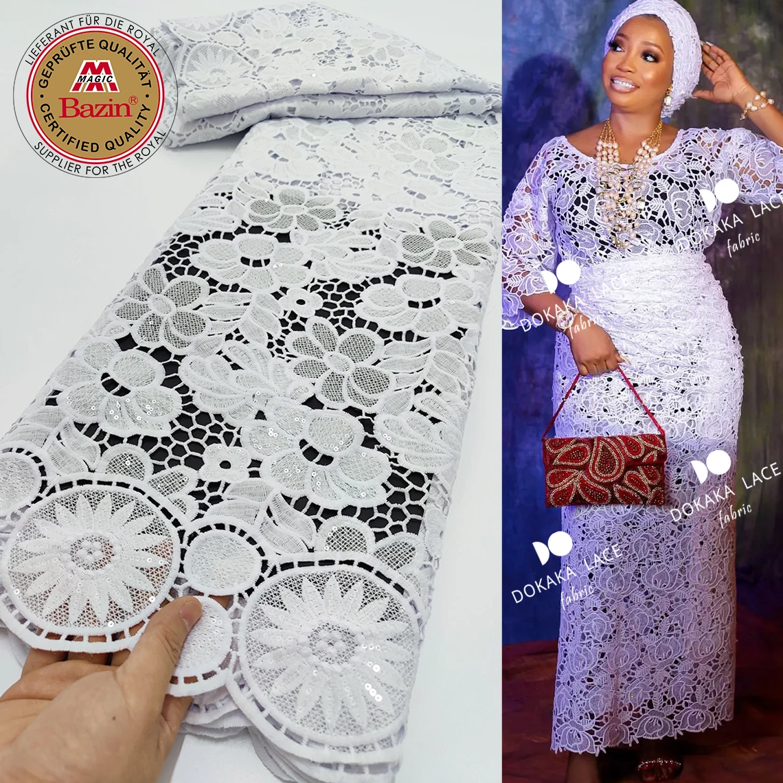 Sequined Swiss Voile Lace In Switzerland 100% Cotton For Gambia Women Wedding Party Beading Dry Lace Fabrics New Design Lace