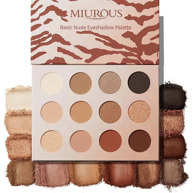 Korean Custom Logo Cheap Long Lasting  Warm Neutrals Eyeshadow Palette Makeup Basic Nude Eye Shadow Glitter Pallets