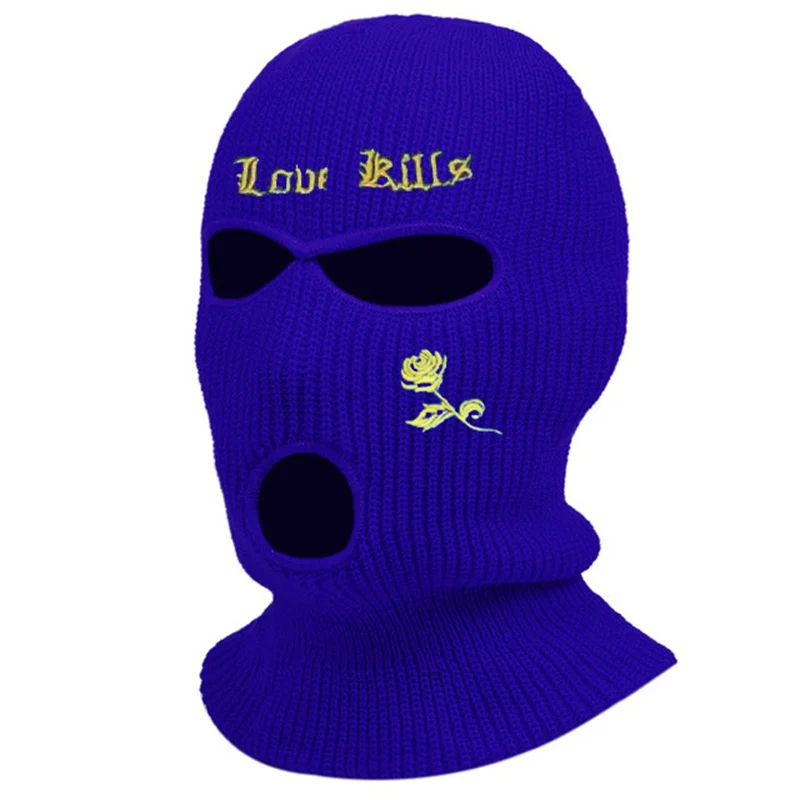 Stock Fluorescent Green Balaclava Hats High Quality Custom Logo Winter Knitted Black Neon Balaclava Three Hole Ski Mask
