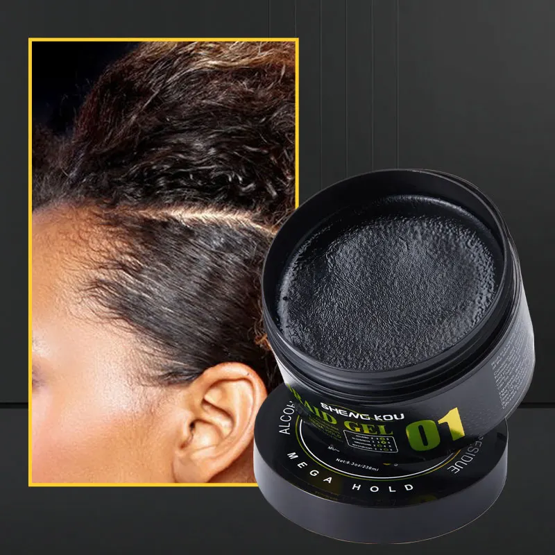 Custom logo private label medium to extreme hold olive oil alcohol-free condition curly braid gel for braiding hair