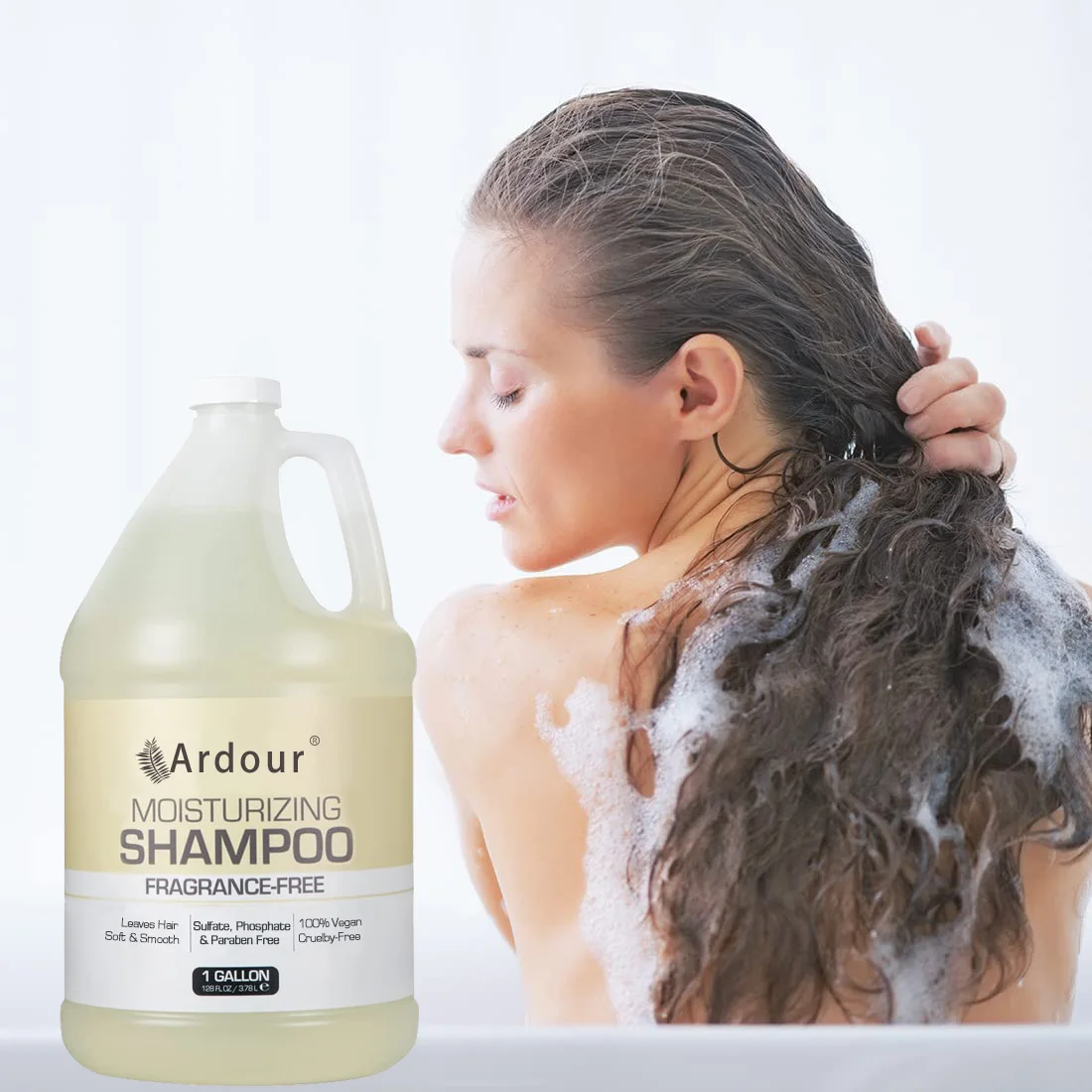 Moisturizing Shampoo for All Hair Types, 100% Vegan & Cruelty-Free, Fragrance Free, 1 Gallon (128 fl oz) Refill