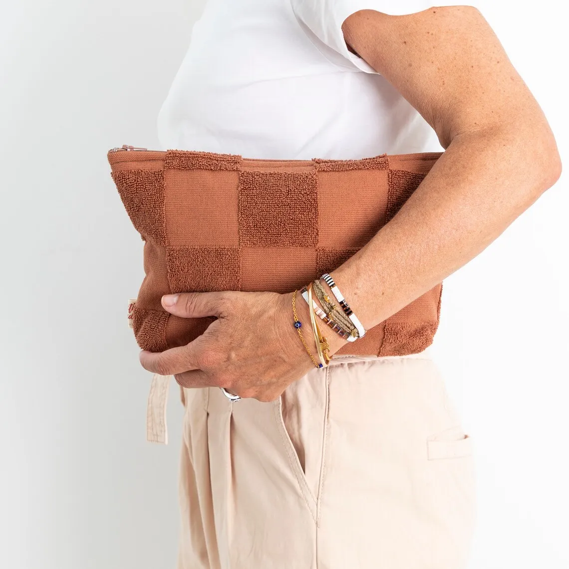 Large Women Custom Summer Terry Cloth Check Toweling Bag Gym Overnight Shoulder Beach Towel Tote Bags