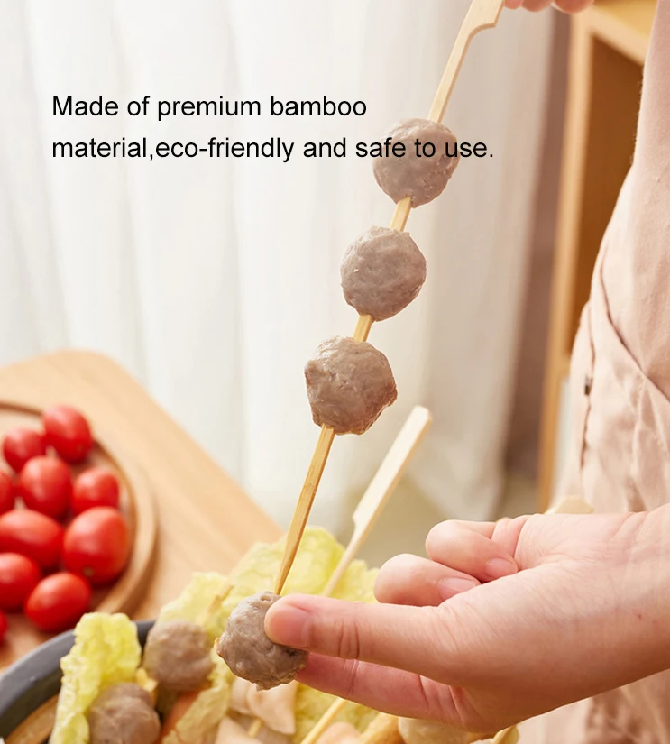 Bamboo kebabsticks skewer snack flat bbq skewers 15cm 18cm hotsale adana indian kebab skewers meat shrimp