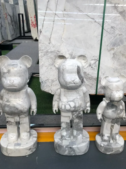 Natural marble stone bear sculpture black marble jade crystal bear sculpture crafts ornaments