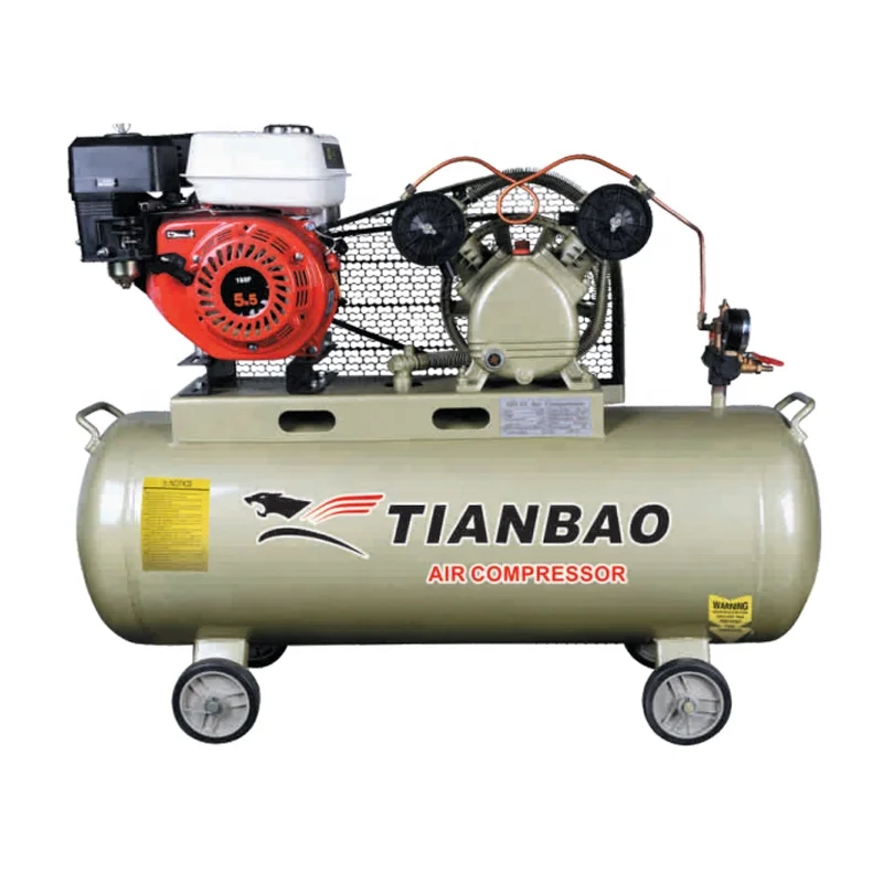 V-0.25/8-GAS 5.5HP/KW 65*2MM 600r/min 183L/min 8BAR 116PSI 100 Liter Gasoline Engine Belt Drive Air Compressor Machine Price
