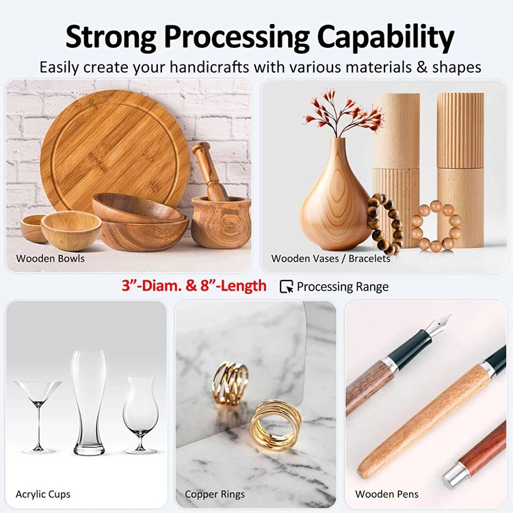 WM101A-Plus Mini Wood Lathe Machine  DIY Woodworking Small Benchtop Lathe with Wood Turning Lathe Tools Kits