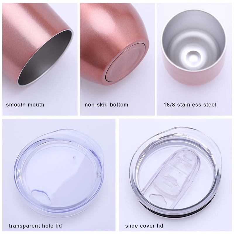 Hot BPA Free stainless steel tumbler 12 oz egg shape wine beer tumbler cups powder paint double wall water bottle drinking cup