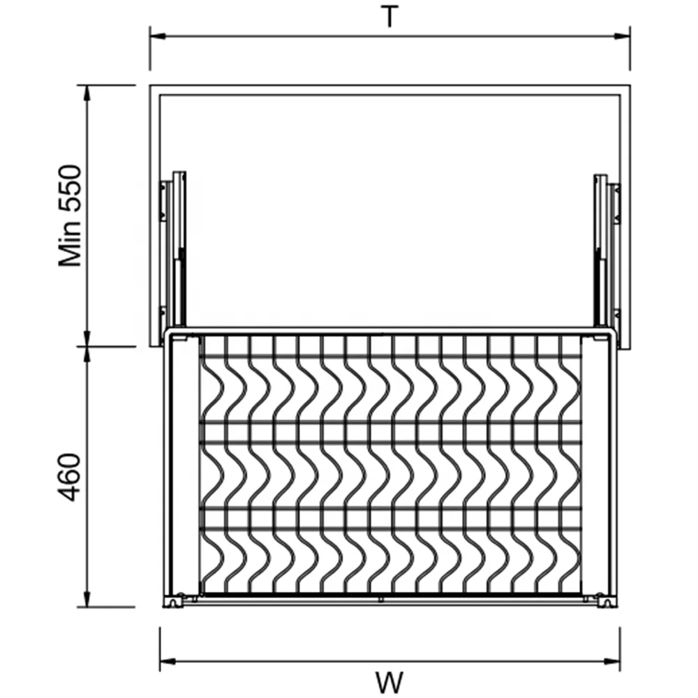 For Kitchen Cabinet 465mm Deep Long Plus Three Sides Flat Stainless Steel Iron Metal Drawer Pull Out Wire Storage Baskets Basket