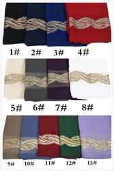 180*75 CM Malaysian Gold  Rhinestone Shawl Hijab Female Plain Chiffon Scarf Hijab